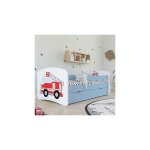 M&s - lit 70x140 cm bleu avec tiroir dcor camion de pompier - heros
