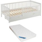 Vente - unique - lit 90 x 190 cm avec tiroir - pin et mdf - blanc + matelas - proviati