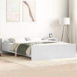 Lit adulte - 140 x 190 cm, cadre de lit avec tte de lit, pied de lit blanc 140x190 cm ksaw66422 design ...