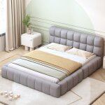 Lit adulte 140 x 200 cm, lit ado, lit double avec dossier moelleux, sommier � lattes, linge, matelas ...