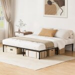 Lit adulte 140x190, cadre de lit en métal, sommier 140x190 sans tête de lit, noir Lit adulte 140x190, cadre de lit en métal, sommier 140x190 sans tête de lit, noir