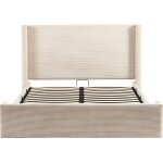 Homifab - lit adulte 140x190 cm avec t�te de lit matelass�e en velours c�tel� beige - frida