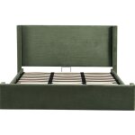 Homifab - lit adulte 140x190 cm avec t�te de lit matelass�e en velours c�tel� vert kaki - frida