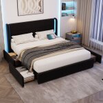 Redom - lit adulte 140x200 cm lit 2 place avec 4 tiroirs de rangement et éclairage led, ports usb, sommier ... Redom - lit adulte 140x200 cm lit 2 place avec 4 tiroirs de rangement et éclairage led, ports usb, sommier ...