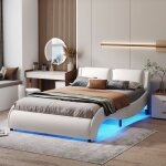 Tanant - lit adulte 140x200 cm - avec clairage led, sommier  lattes, cadre de lit flottant, lit double ...