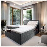 Lit adulte 140x200 positano - ensemble relaxation �lectrique, matelas ressorts ensach�s, rangement, surmatelas ...