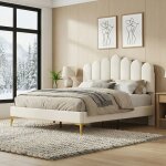 Lit adulte 140x190 avec sommier, lit double capitonn� en velours, lit avec rangement, t�te de lit forme ...