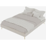 Lit adulte 160x200 cm, cadre de lit capitonn� sans t�te de lit, sommier � lattes, 4 pieds, structure ...