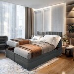 Lit adulte 180x200 cm adle matelas + sommier relaxation lectrique gris