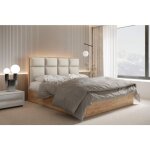 Trada - lit adulte 180x200 cm selva avec rangement, matelas ressorts ensachs et surmatelas - tissu velours ...
