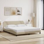 Maisonchic - lit adulte - 180x200 cm + tte de lit crme tissu peor77571 design in