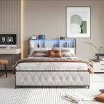 Lit adulte 180x200 cm, lit tiroirs avec led, lit double capitonn, lit 2 places avec sommier  lattes, ...