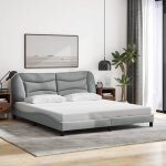 Lit adulte - 180x200cm, lit double avec t�te de lit gris clair con67654 design in