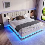 Hauss spole - lit adulte 180x200cm avec led, lit double avec 2 spots, port usb, sommier � lattes tapissier, ...