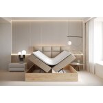 Trada - lit adulte 200x200 cm selva avec rangement, matelas ressorts ensachés et surmatelas - tissu velours ... Trada - lit adulte 200x200 cm selva avec rangement, matelas ressorts ensachés et surmatelas - tissu velours ...