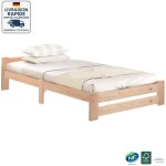 Modfu - lit adulte - 200x90 cm , lit double - lit futon en bois avec tête de lit et sommier à lattes ... Modfu - lit adulte - 200x90 cm , lit double - lit futon en bois avec tête de lit et sommier à lattes ...
