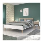 Parisot - lit adulte - aalborg - 140 x 190 cm - blanc / chene