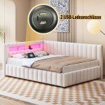 Modfu - lit adulte capitonn 140x200cm, velours, canap convertible 1 place, tte de lit avec rangement, ...