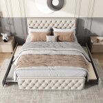 Modernluxe - lit adulte capitonné 180x200cm avec 4 tiroirs - tissu en lin - avec tête de lit réglable ... Modernluxe - lit adulte capitonné 180x200cm avec 4 tiroirs - tissu en lin - avec tête de lit réglable ...