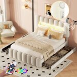 Hauss spole - lit adulte 140x200cm usb + led, lit double capitonné avec 4 tiroirs, tête de lit réglable ... Hauss spole - lit adulte 140x200cm usb + led, lit double capitonné avec 4 tiroirs, tête de lit réglable ...