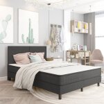 Maison chic - lit adulte, sommier tapissier, cadre de lit, lit double - gris tissu 180 x 200 cm dethb23756 ...