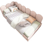 Lit d'appoint 90x190 cm en velours avec rangement hydraulique, sans matelas, rose