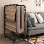 Maisonchic - lit d'appoint pliable sur roulettes 80 x 200 cm lit pliant matelas en mousse 10 cm 15 lattes ...