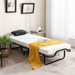 Lit d?appoint  roulettes 80x199 cm avec matelas en mousse paisseur 10cm lit pliant 1 personne avec ...