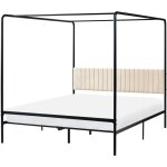 Lit � baldaquin double moderne avec cadre m�tallique 160 x 200 cm noir mirabeau