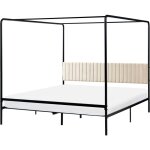 Lit � baldaquin double moderne avec cadre m�tallique 180 x 200 cm noir mirabeau