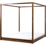 Lit � baldaquin minimaliste en bois 180 x 200 cm meuble de chambre marron fonc� herliere