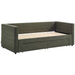 Lit banquette 2 x 80 x 200 cm - avec sommier peigne et tiroirs - tissu textur - vert - camity