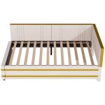 Lit banquette 90 x 200 cm avec sommier, revtement en velours doux, design lgant, beige