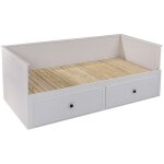 Lit banquette 90x200 cm extensible en 180x200 cm avec tiroirs de rangement en pin vernis blanc - wilma ...