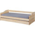 Pegane - lit banquette 90x200 pin massif coloris vernis naturel - longueur 207 x profondeur 97 x hauteur ... Pegane - lit banquette 90x200 pin massif coloris vernis naturel - longueur 207 x profondeur 97 x hauteur ...