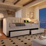Modernluxe - lit banquette 90x200cm en velours - avec fonction recharge et led - avec sommier  lattes ...