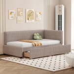 Lit banquette capitonné 90x200cm en velours - 2 tiroirs - avec sommier à lattes - gris Lit banquette capitonné 90x200cm en velours - 2 tiroirs - avec sommier à lattes - gris