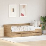 Lit banquette chne artisanal bois d'ingnierie 90 x 200 cm vidaxl