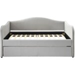 Vente - unique - lit banquette gigogne 2 x 90 x 190 cm - velours - gris clair - mathilde