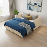 Lit banquette gigogne extensible 90  180x200 cm, canap - lit 2 places en velours, sommier  lattes ...