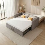 Lit banquette gigogne extensible 90 � 180x200 cm, canap� - lit 2 places en velours, sommier � lattes ...