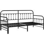 Cadre de lit de jour avec tte de lit noir 107 x 203 cm acier vidaxl