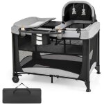 Design in - lit bb 5 en 1 parapluie pliable parc table  langer berceau matelas amovible noir