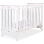 Lit bébé en bois 120x60cm lorenzo iii blanc et rose, avec protège - dents Lit bébé en bois 120x60cm lorenzo iii blanc et rose, avec protège - dents