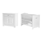 Lit bébé et commode à langer pinio marsylia mdf blanc Lit bébé et commode à langer pinio marsylia mdf blanc