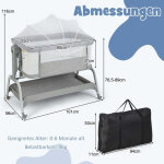 Lit bebe mobile 4 en 1 avec moustiquaire et matelas et 6 hauteurs reglables gris