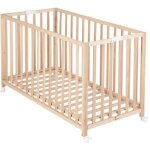 Lit b�b� pliant - 60 x 120 cm - roba - fold up - roulettes - bois naturel