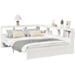 Vidaxl - lit bibliothque sans matelas blanc 140x190 cm bois pin massif