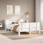 Lit bibliothque sans matelas blanc 140x190 cm bois pin massif vidaxl
