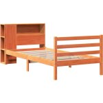 Lit biblioth�que sans matelas cire marron 75x190 cm bois massif vidaxl
